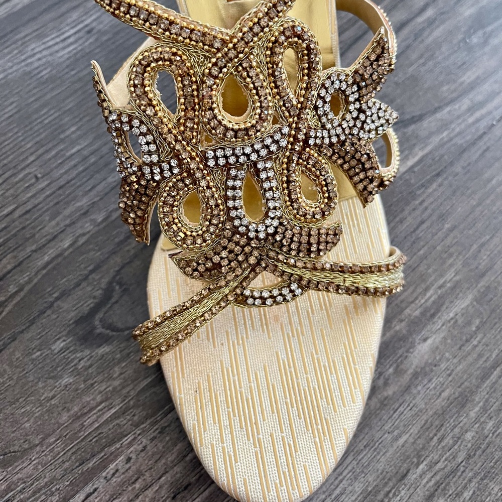 Beautiful Jeweled Golden Heels
